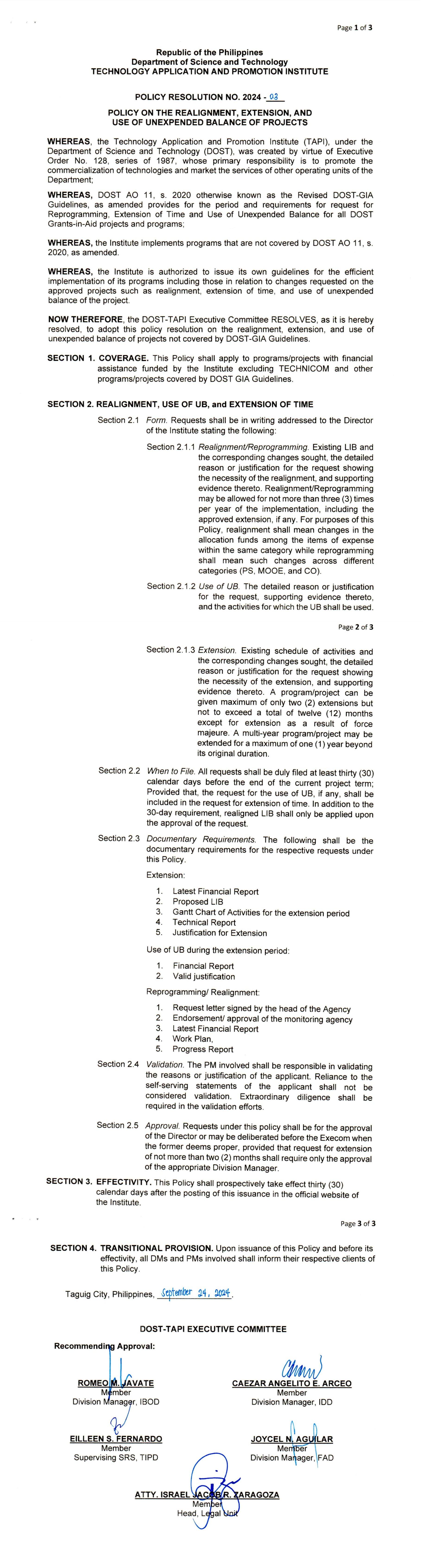 policy resolution 2024 03 signed policy on the realignment extension and use of unexpended balance of projectspdf1729134992 compressed size
